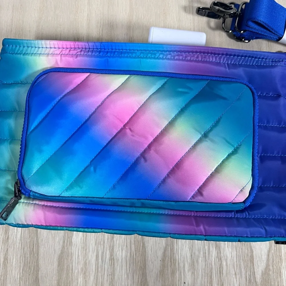 THINK ROYLN Ombre Rainbow Quilted Bag with Pouch